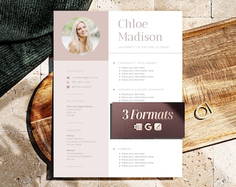 Sorority CV-sjabloon Word + Google Docs Rush CV-sjabloon, Sorority Rush CV Word, CV voor Sorority Recruitment Pack, sociaal cv