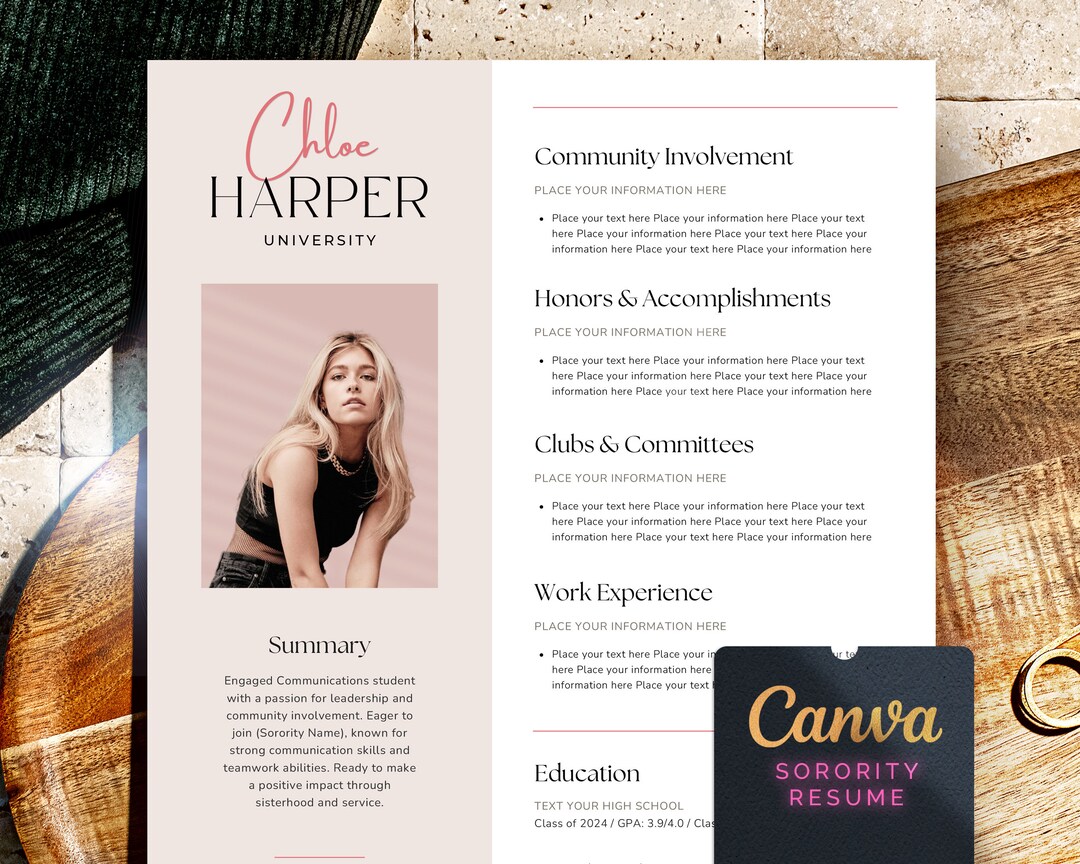 Sorority Resume Template With Photo - Il 1080xN.5955981883 8vs6