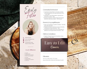 Sorority Resume Template, Editable Canva Design, Recruitment Packet (Digital Download)