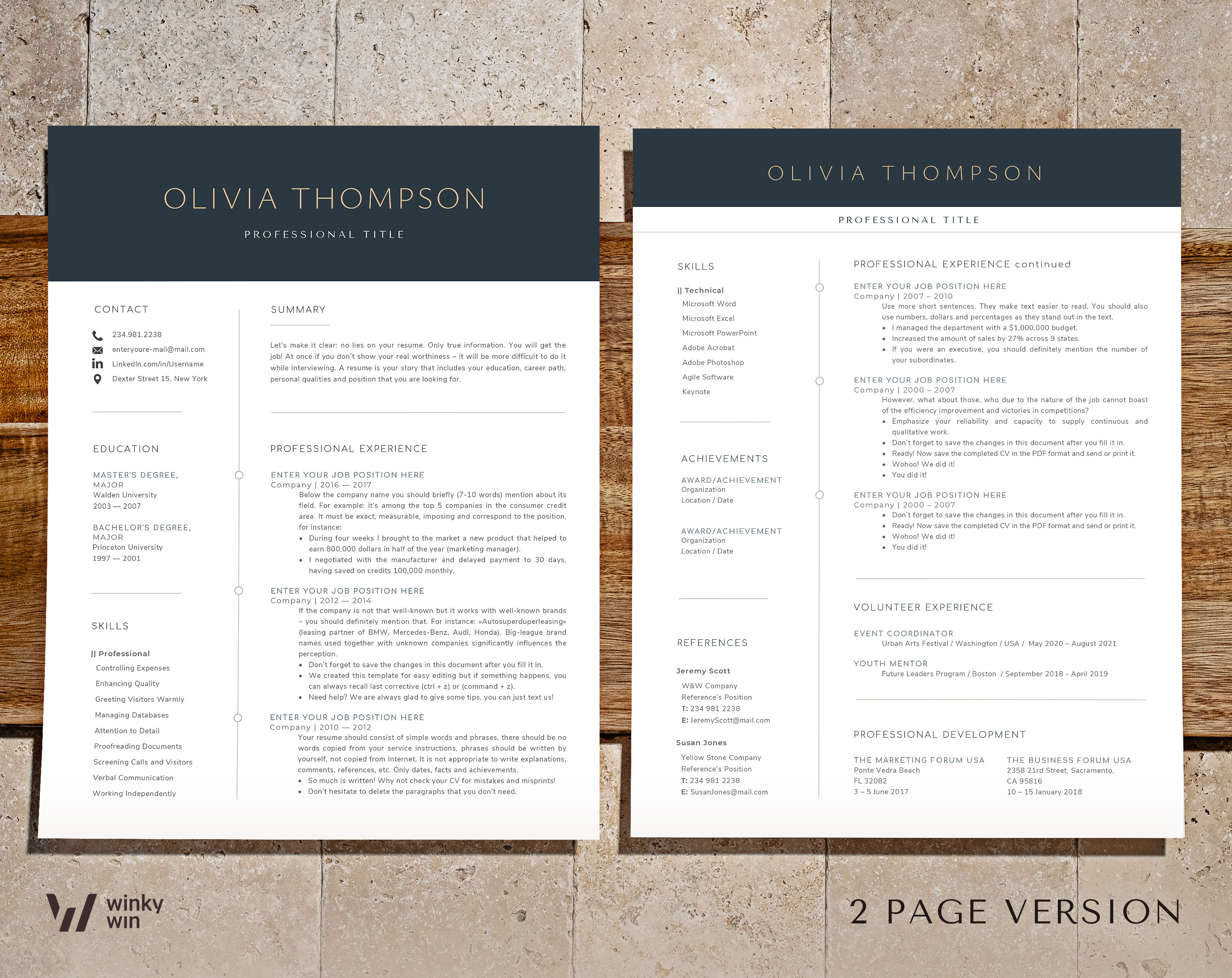 Executive Resume and Cover Letter Template, Minimalist Resume Template ...