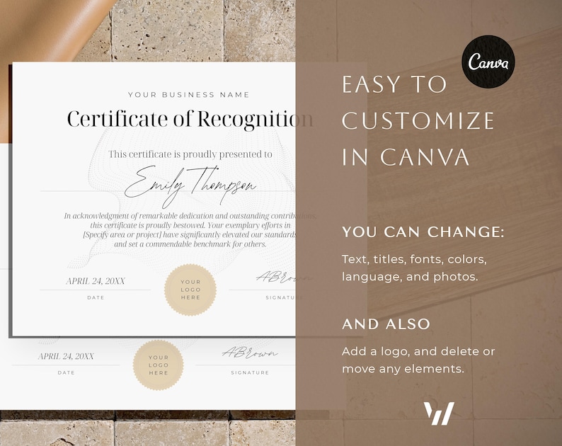 Certificate of Recognition Template: Printable Award (canva Editable ...