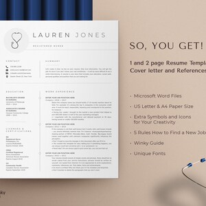 Registered Nurse Resume Template Rn, Nursing Resume Template Word & Pages, Medical Assistant Resume, Student Nurse, New Grad Nurse CV Design image 9