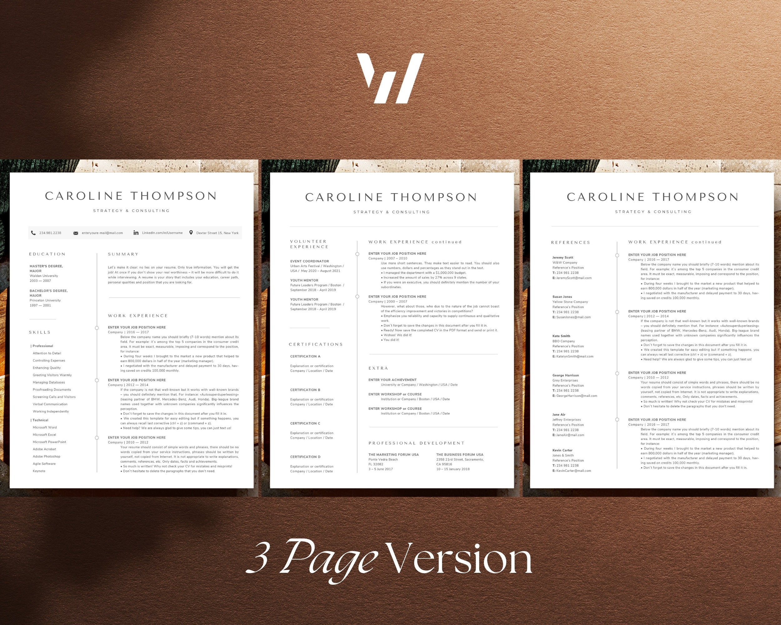 Minimalist Resume Template, CV Template Professional Resume and Cover ...