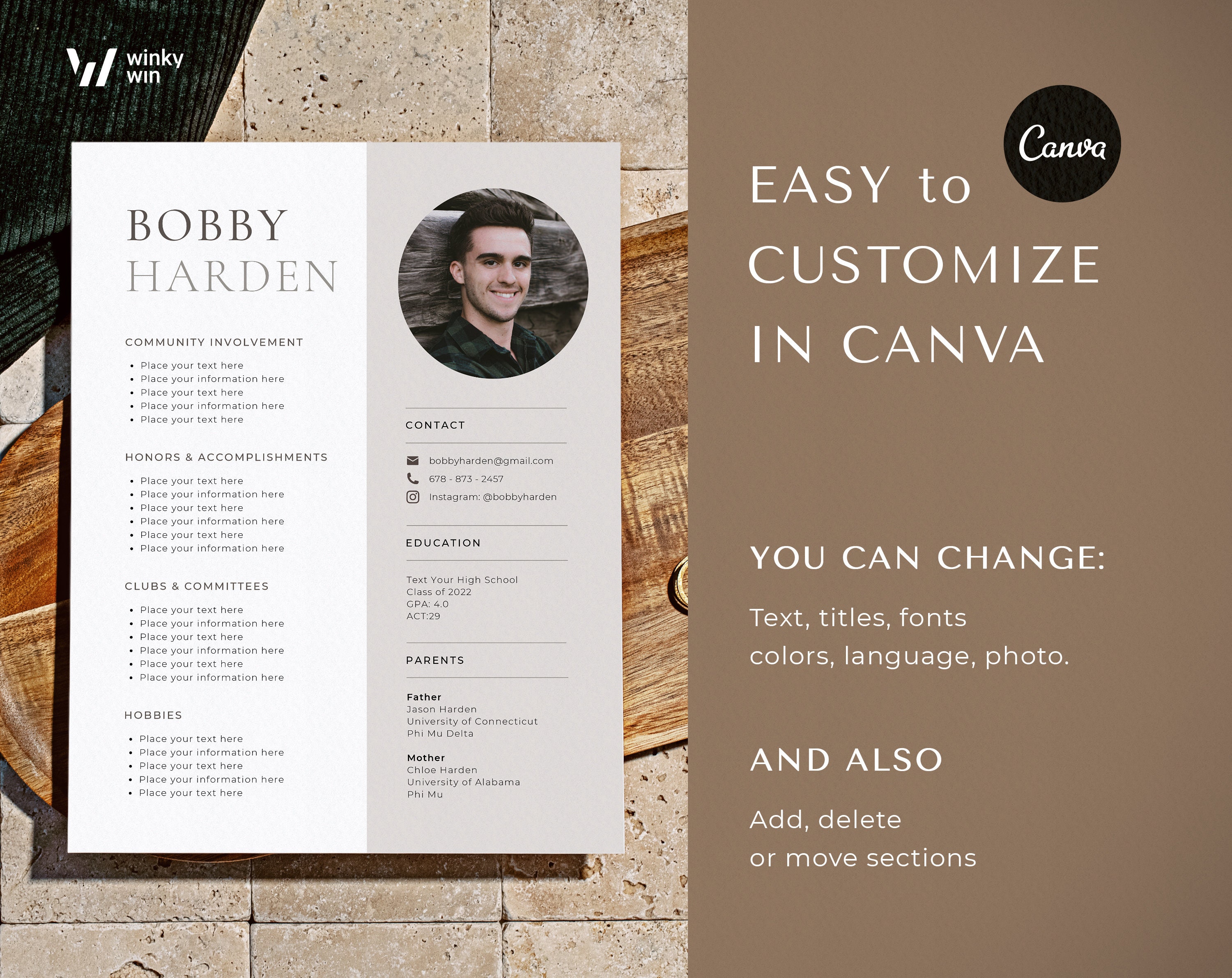 Fraternity Resume Template Canva - Il Fullxfull.4015626225 C6t7