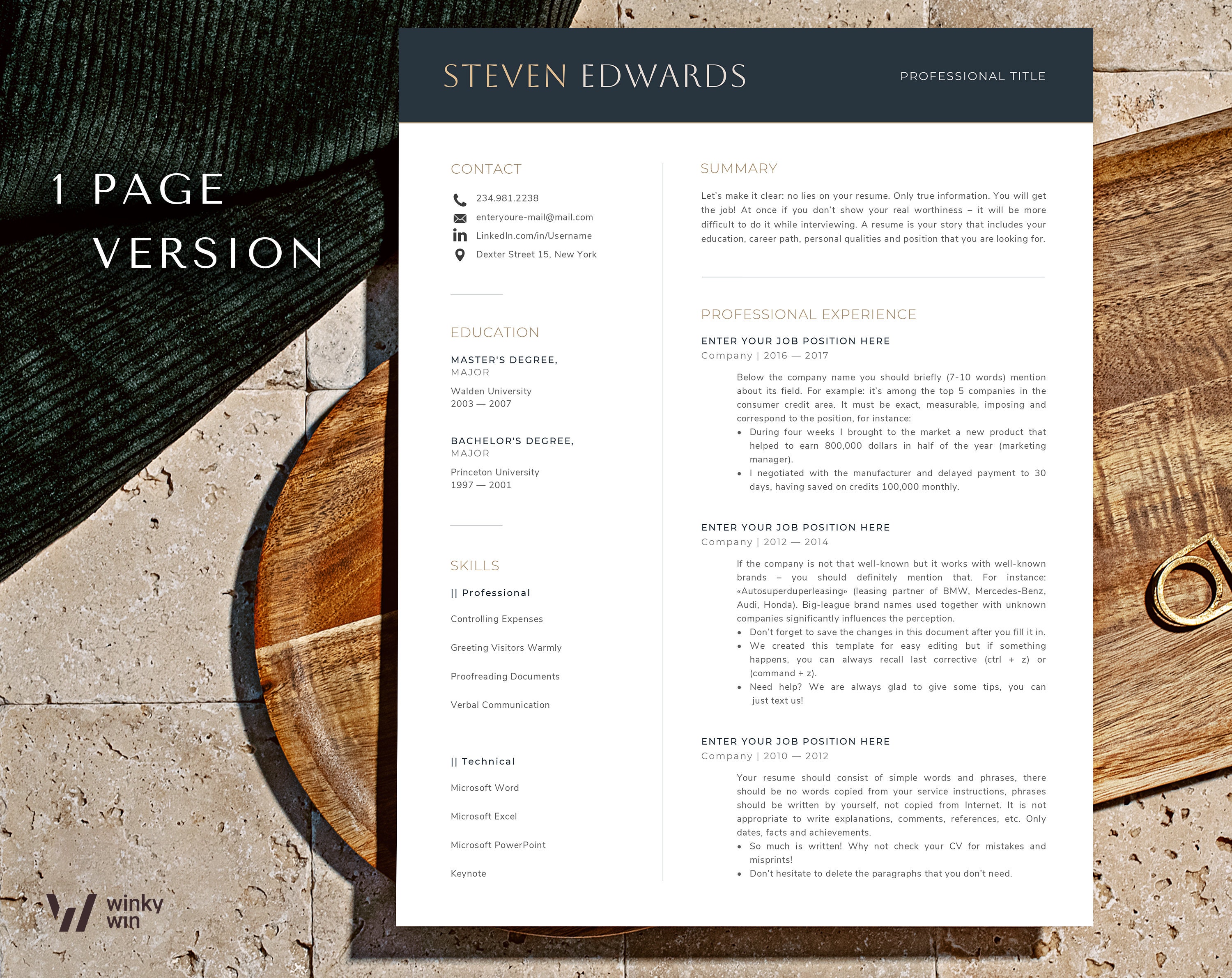 Resume Compact Example Editable Resume Template Compact Cv Template, Professional Resume ...