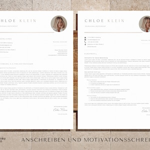 May include: A resume template with a professional design. The resume is for Chloe Klein, who is applying for a project manager position. The resume includes personal information, a summary of qualifications, and work experience.