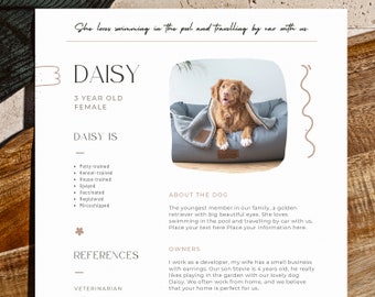 Dog resume rental application, Renting pet bio, Dog rescue, Dog resume Canva, About my dog rental application Landlords renting cover letter