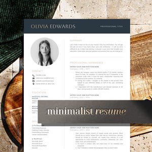 Minimalistisch cv-sjabloon met foto, creatief cv-sjabloon met foto, marketing-cv, HR-manager, productprojectmanagement-cv