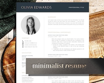 Plantilla de currículum minimalista con foto, plantilla de CV creativa con foto, currículum de marketing, gerente de recursos humanos, currículum de gestión de proyectos de producto