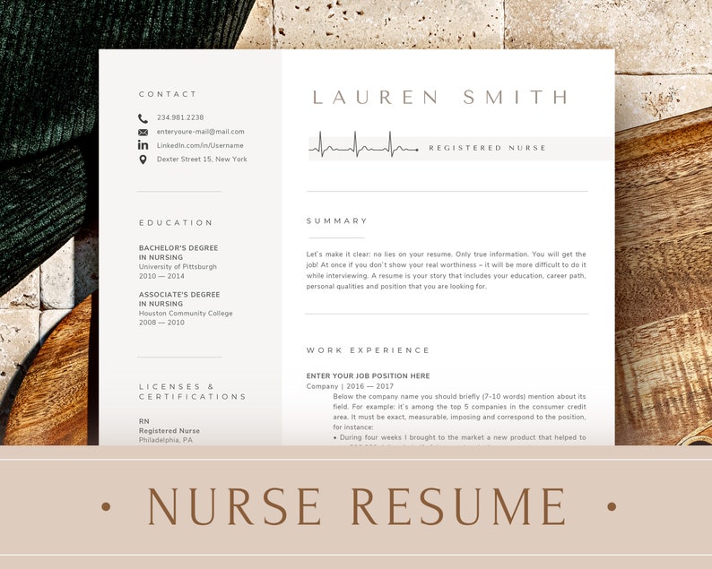 RN resume template nurse. Easy to edit resume design for Mac and PC. Medical Assistant, CNA resume and cover letter template.
