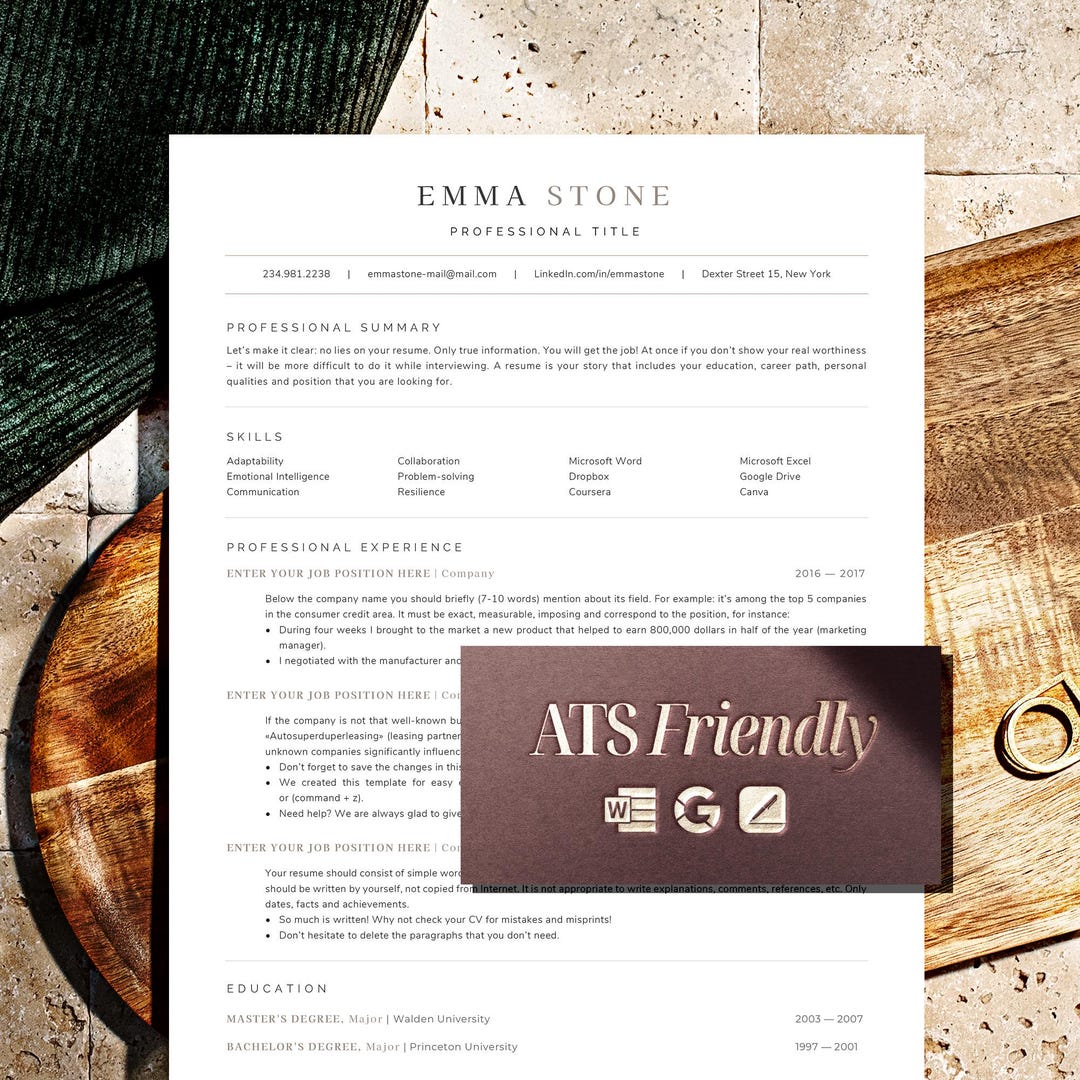 Simple ATS Friendly Resume Template, Clean Ats Resume for Google Docs ...