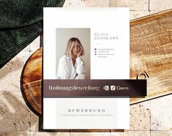Wohnungswerbung Vorlage Single Word, Anschreiben Muster Bewohnerselbststauskunft, Unterlagen für Wohnung buchen, Bewerbung Canva Deutsch