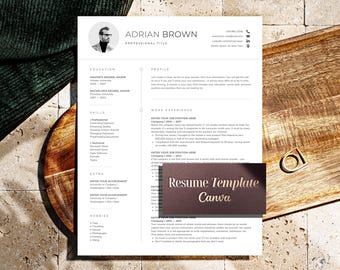 Modello di curriculum vitae maschile per Canva - Modello di CV di 3 pagine con lettera di presentazione e referenze