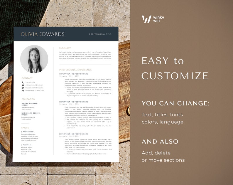 Minimalist resume template with photo, Creative Cv template with photo, Marketing Resume, HR Manager, Product Project management resume image 6