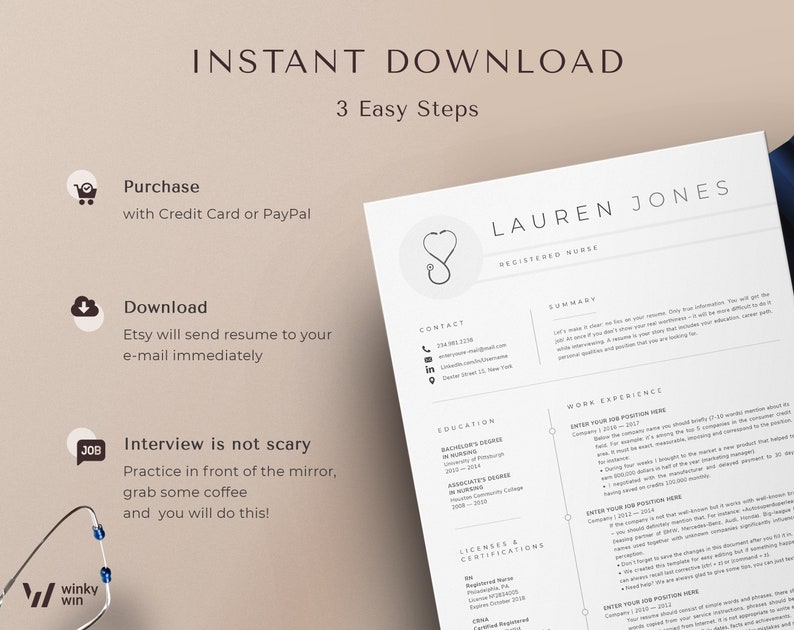 Registered Nurse Resume Template Rn, Nursing Resume Template Word & Pages, Medical Assistant Resume, Student Nurse, New Grad Nurse CV Design image 10