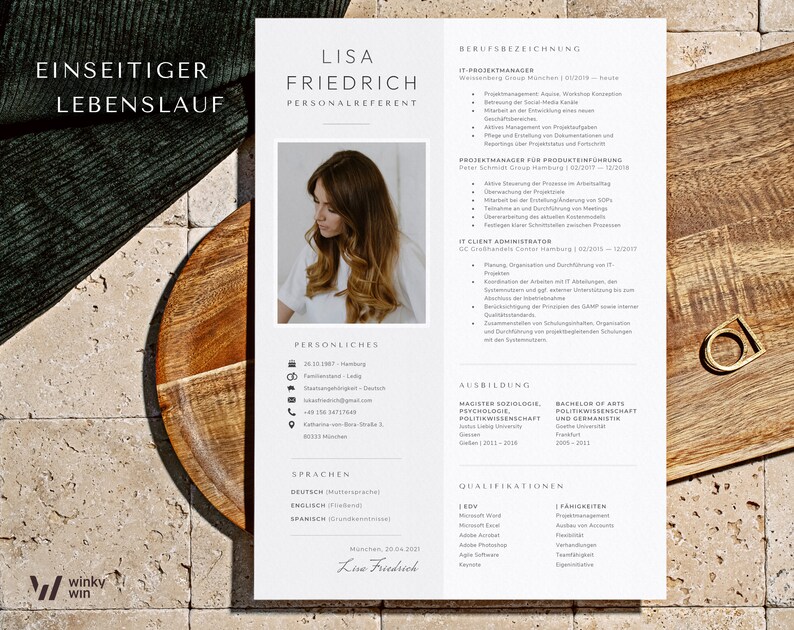 Modern und minimalistisch: die perfekte Vorlage für Ihren Lebenslauf