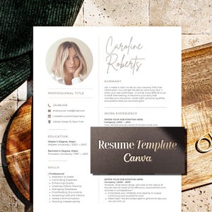 Canva Resume Template with photo cv template canva, 1 page resume, 2 page elegant resume design, best resume for any job, Teacher Resume image 1