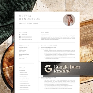 Modelo de currículo para Google Docs, Modelo de CV para Google Docs, Currículo para o Google, Currículo moderno, profissional e fácil de editar, Design de CV limpo