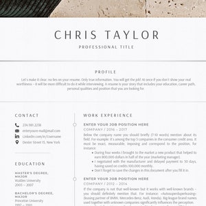 Plantilla de curriculum vitae, plantillas de currículum vitae simples en Word / Plantilla de currículum vitae y carta de presentación para ejecutivos, la mejor plantilla de CV 2023, CV minimalista