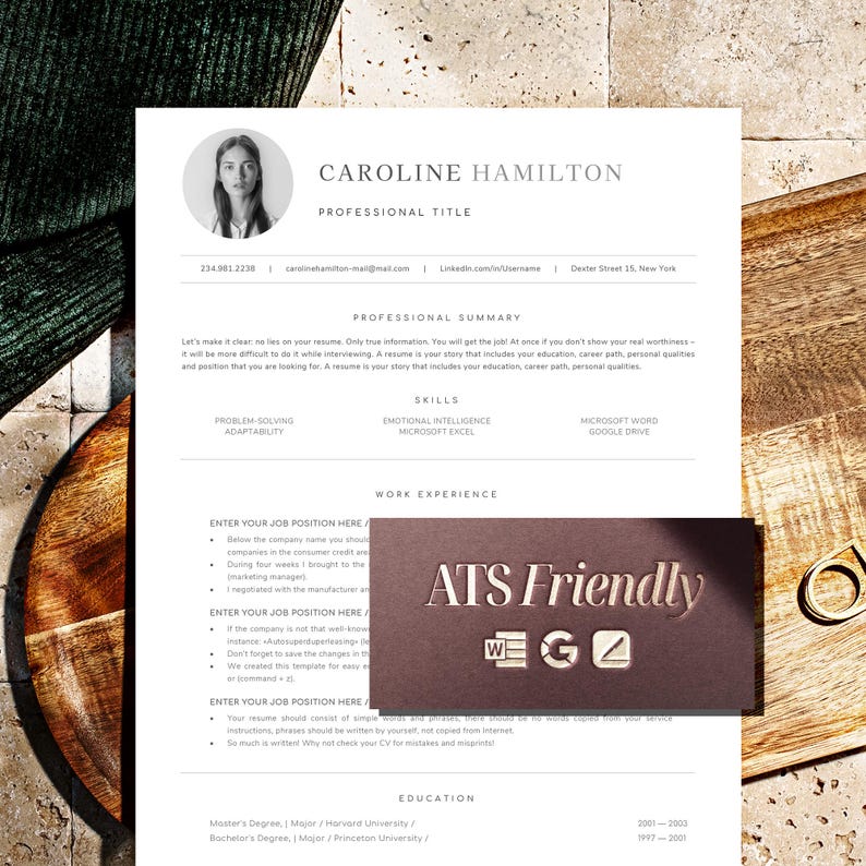 Ats Resume Template, Ats friendly Resume Template Google Docs, Word + Pages Resume Ats Cv Template Modern, Resume with photo & Cover Letter image 1