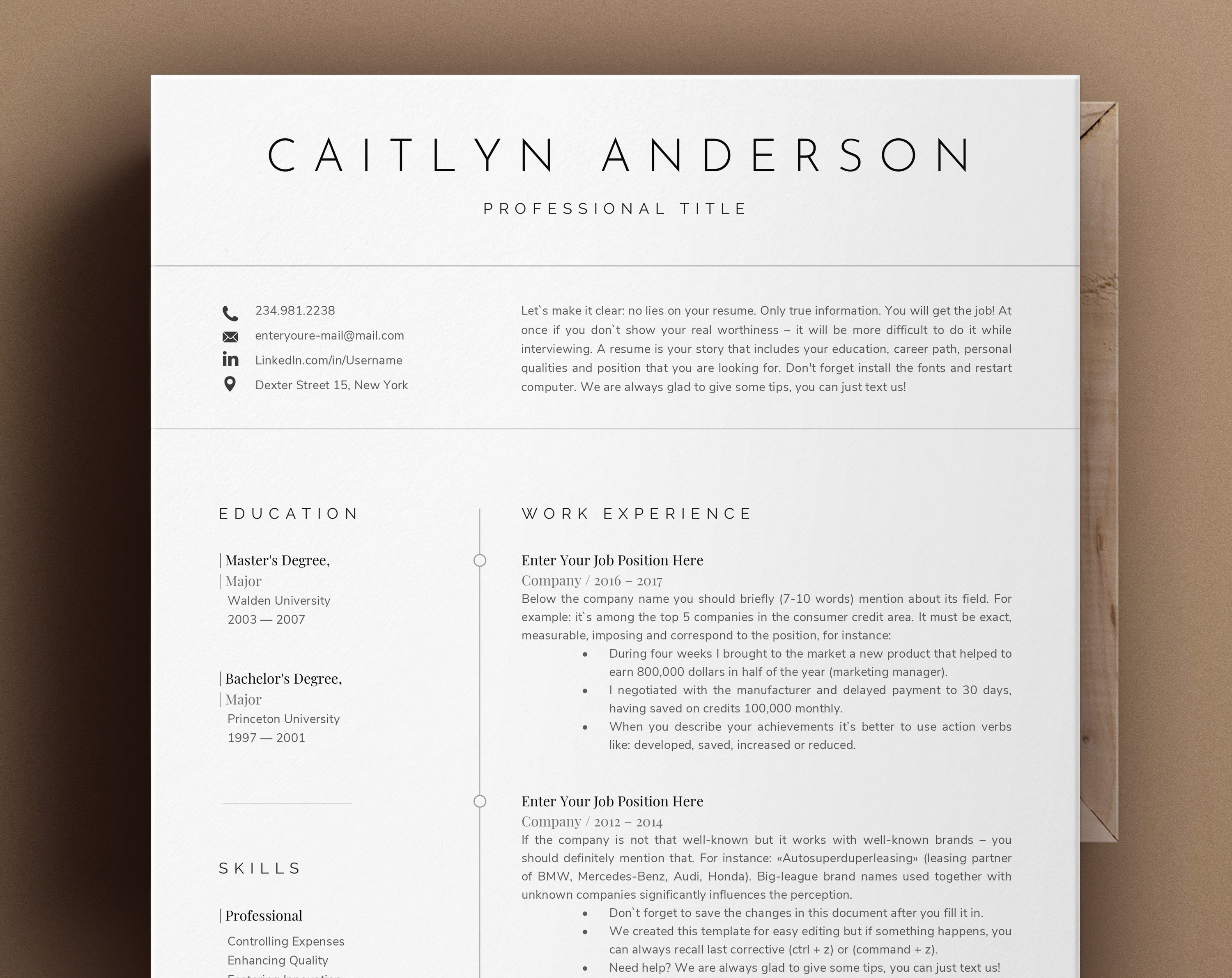 Simple Resume, Professional Resume and Cv Template, Creative Resume ...