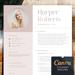 High school resume template Canva Students, College Resume with No Work Experience, Fresher Resume for Teens, New Graduate Resume Cv Student