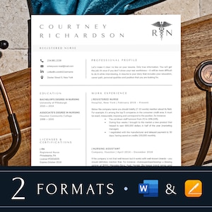 Verpleegkundige CV-sjabloon verpleegkundige, medisch CV voor verpleegkundige, Rn CV geregistreerde verpleegkundige CV, gecertificeerde verpleegassistent CV voor Mac + pc