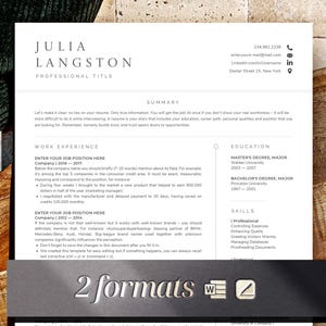 Plantilla de CV gratis, carta de presentación, plantilla de CV profesional, currículum en formato Word y Mac Pages, diseño de currículum minimalista moderno, CV ejecutivo