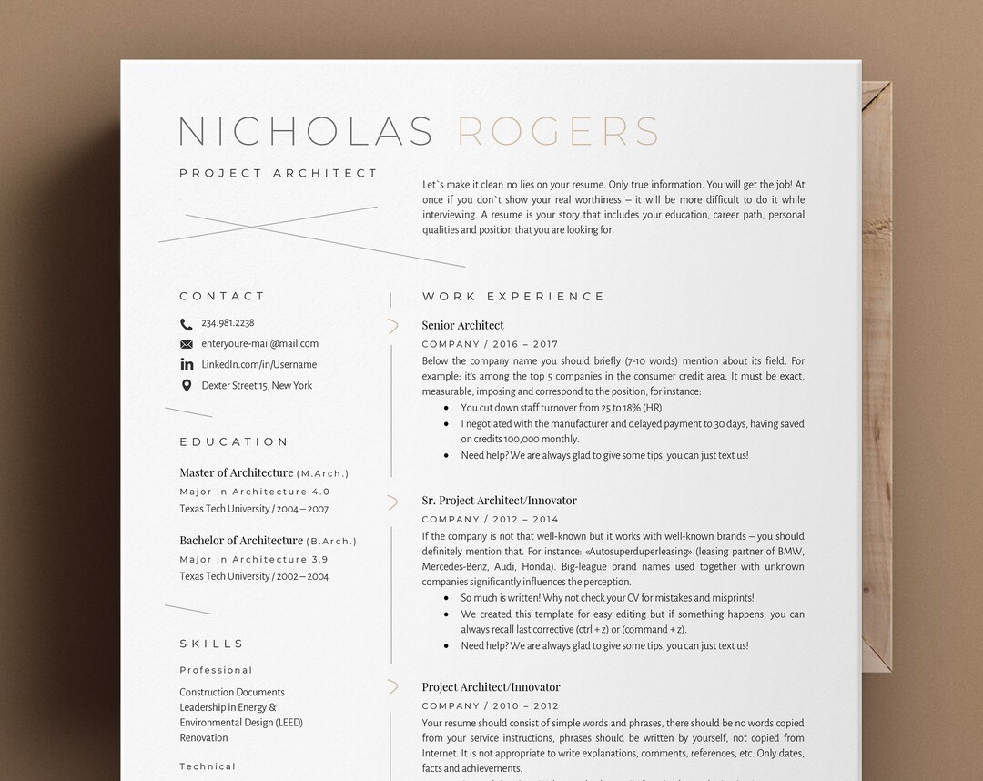Buy Resume Templates Architect Cv Template Architectural Resume Online 