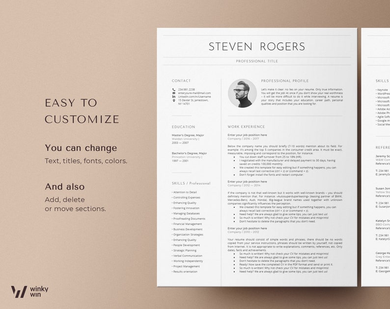 Curriculum vitae template, Information technology resume template instant download, Professional resume, Moderner Lebenslauf Vorlage image 6