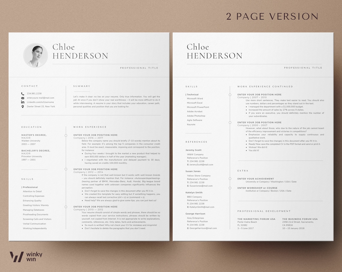 Professional Resume Best Fonts for Resume 2021 Cv Template Etsy