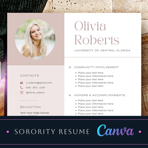 Beige Sorority Resume Template Etsy, Easy to Edit Sorority Resume Template, Sorority Rush and Cover Letter, Unique Sorority Recruitment Pack