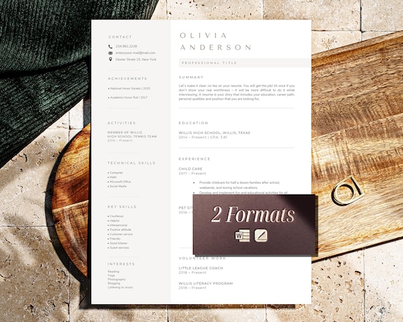 Student Resume Template, College Graduate Student CV template High school, College Graduate, First job Resume with no work Experience, Easy