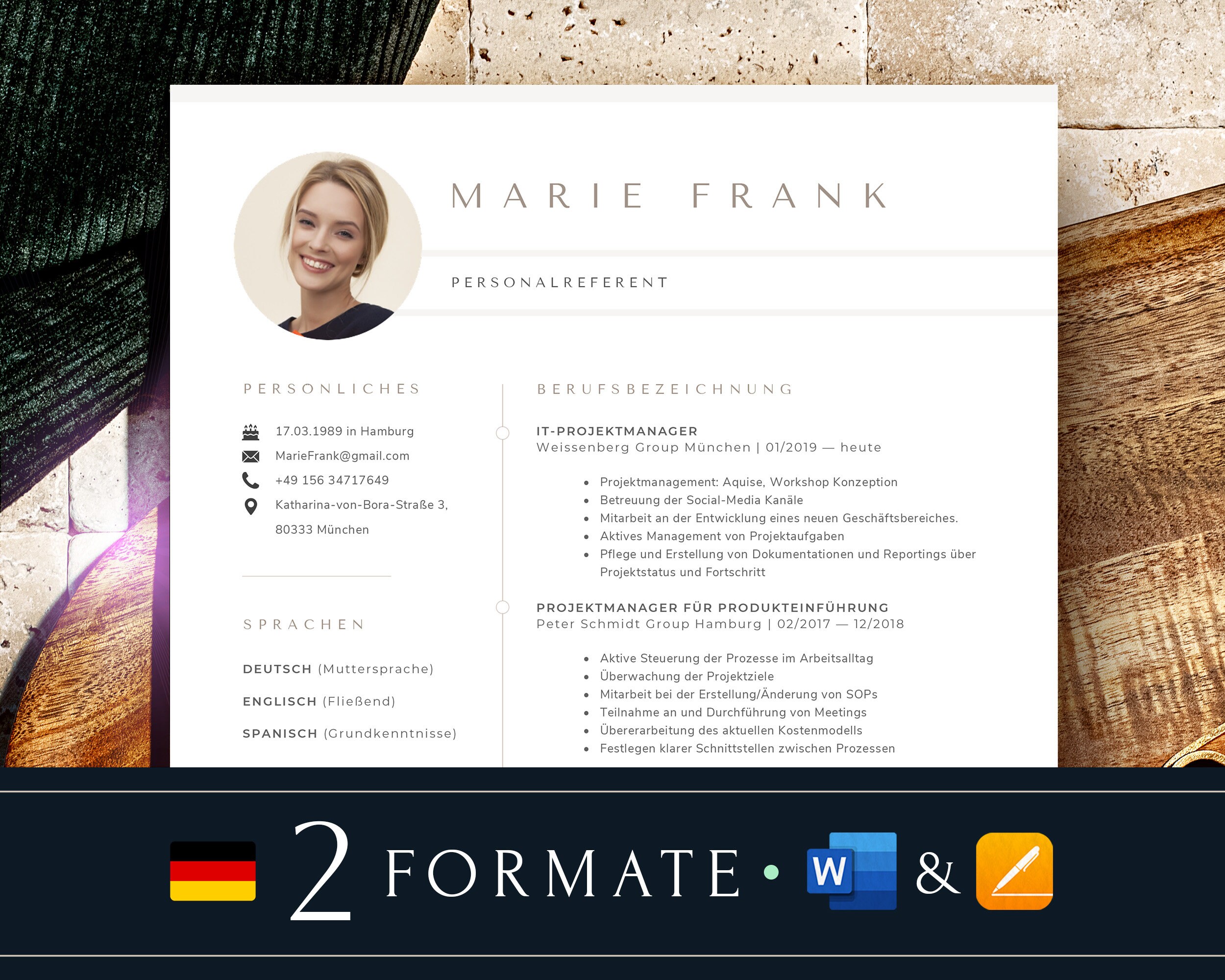 Bewerbung, Bewerbungsvorlagen, Lebenslauf Vorlage Word, Mac Pages