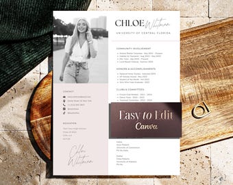 Sorority Lebenslauf Vorlage mit Foto, Sorority Rekrutierung, Sorority Resume und Cover Letter, Cute Pink Social Sorority Rush Resume für Canva