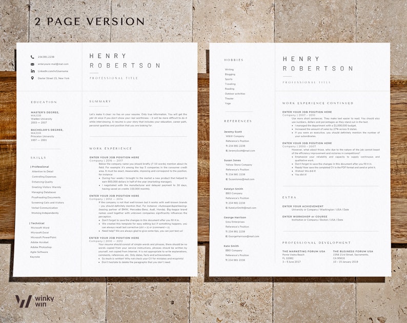 One Page Resume Template 1 Page - Il 794xN.4280336147 B137 