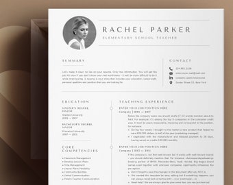 Teacher Resume Template with photo, Word & Pages, Editable Teacher Resume, With master's degree, resume skills and objective, references