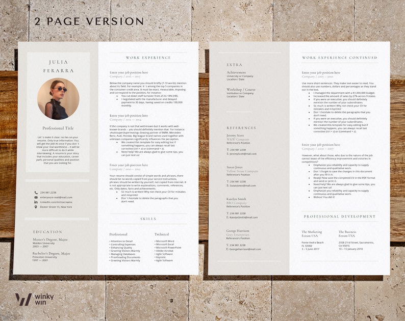 Creative Resume Template Cv Template with Photo Resume Templates Word Resume and Cover Letter Template, Modern Resumes for Word image 3