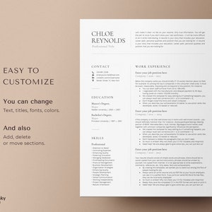 May include: A minimalist resume template with a brown background and white text. The template includes sections for contact information, work experience, education, and skills. The text "EASY TO CUSTOMIZE" is displayed in large font at the top of the page. The text "You can change Text, titles, fonts, colors." is displayed below the "EASY TO CUSTOMIZE" text. The text "And also Add, delete or move sections." is displayed below the "You can change Text, titles, fonts, colors." text.