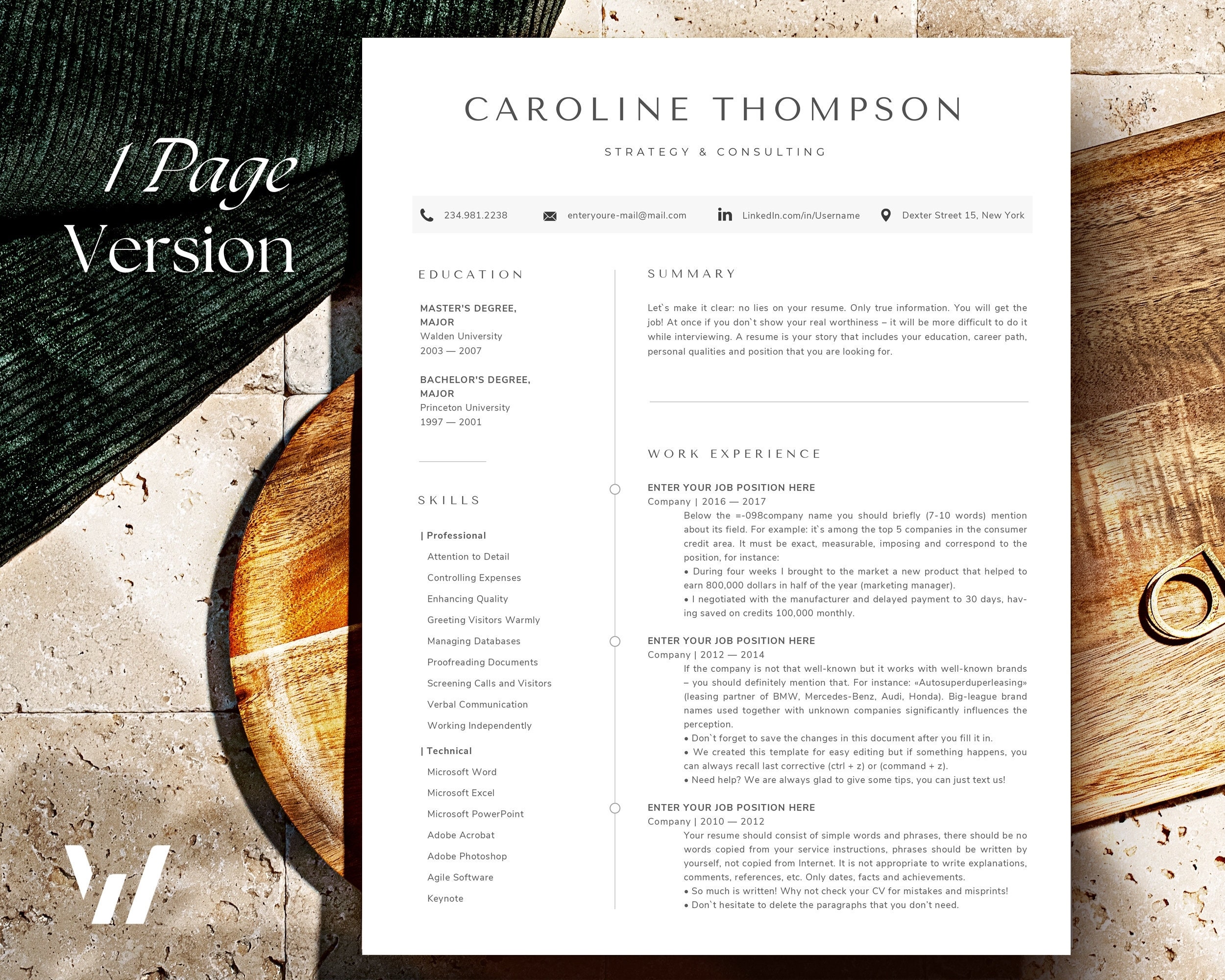 Minimalist Resume Template, CV Template Professional Resume and Cover ...