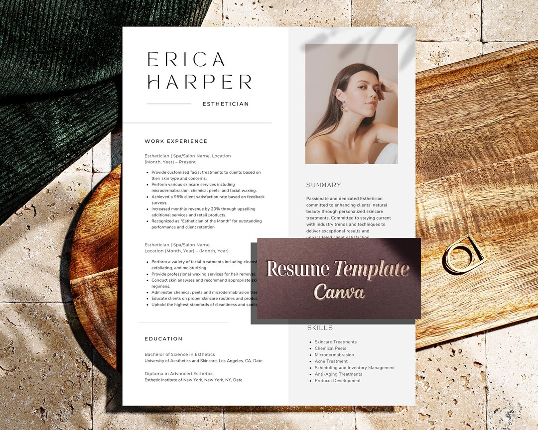 Esthetician Resume Example, Minimalist Beauty Resume Template for ...