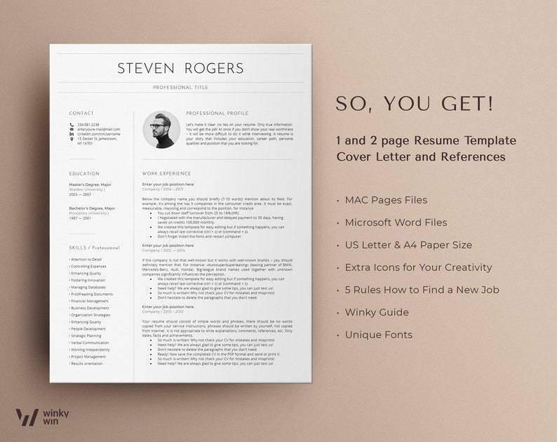 Curriculum vitae template, Information technology resume template instant download, Professional resume, Moderner Lebenslauf Vorlage image 9