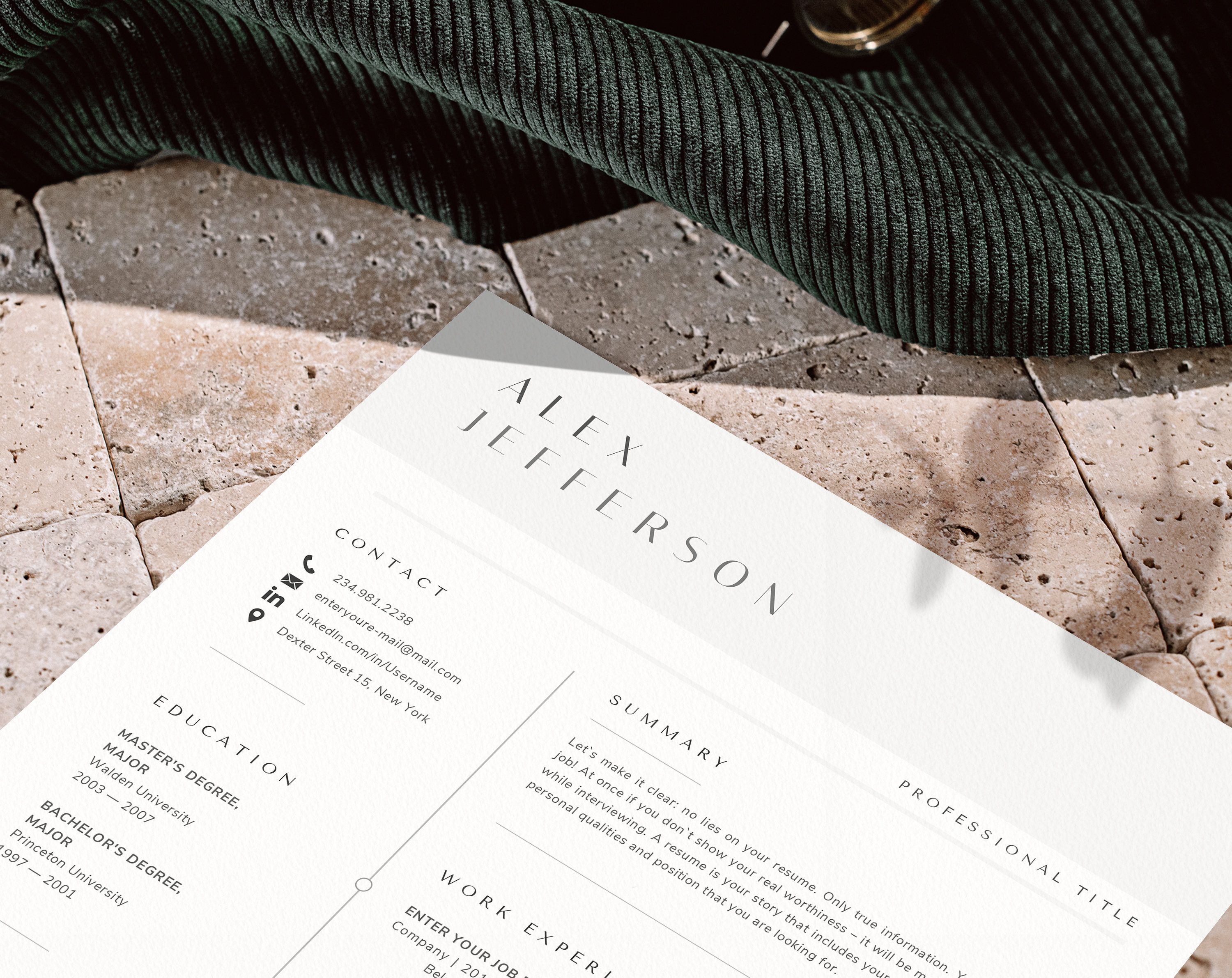 Clean Editable Resume Template, Cv Template Word + Mac Pages Resume ...