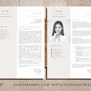May include: A black and white resume template with a professional headshot of a woman. The resume includes personal information, a cover letter, and a skills section.