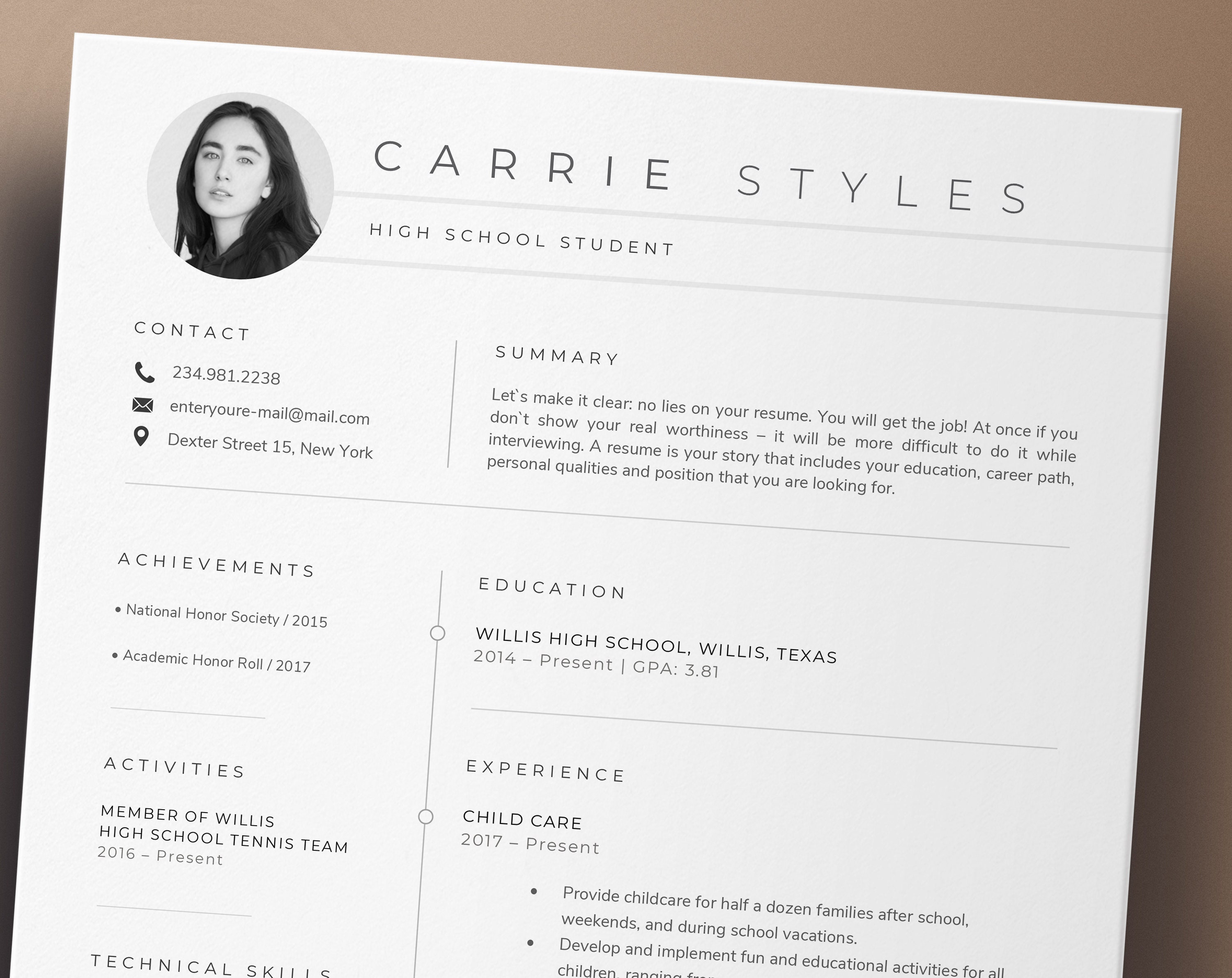 Graduation Gifts For Her High School Resume Template Students Etsy