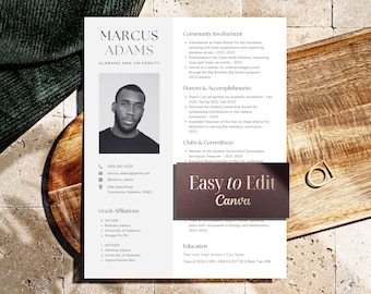 Fraternity Rush-cv met foto, sjabloon voor broederschap-cv, rekruterings-cv broederschap met foto, lay-out Rush-cv voor jongens