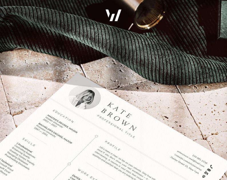 Resume Template Canva with Cover Letter, 1 Page Cv Template Canva + 2 page resume for Canva, Minimalist Resume Professional Cv with photo image 8