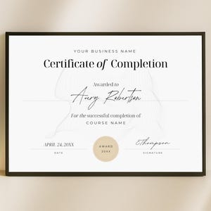 Certificate Of Completion Canva Template, Editable Course or Training Certificate, Printable Canva  Courses Certificate Workshops, Trainings