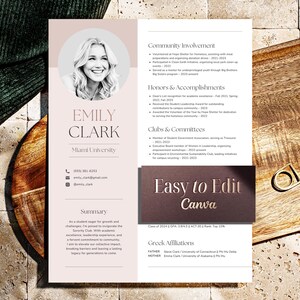 Best Sorority Resume Template with Photo + Cover Latter, Popular Creative Sorority Rush Resume for Canva, Sorority Recruitment Resume Design