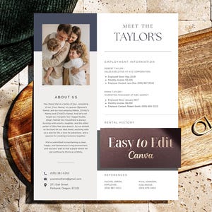 Standout rental resume template, Renter cv template, Rental Application resume, Rental bio example, Rental application for couple or Family